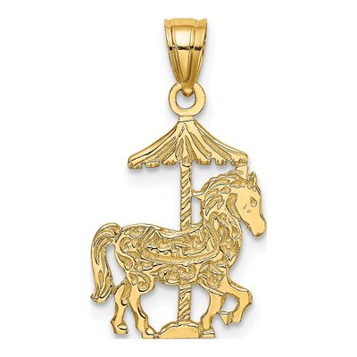 14K Yellow Gold Carousel Horse Pendant