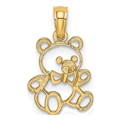 14K Yellow Gold Teddy Bear Pendant
