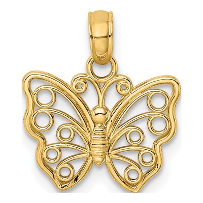 14K Yellow Gold Cut-Out Butterfly Charm