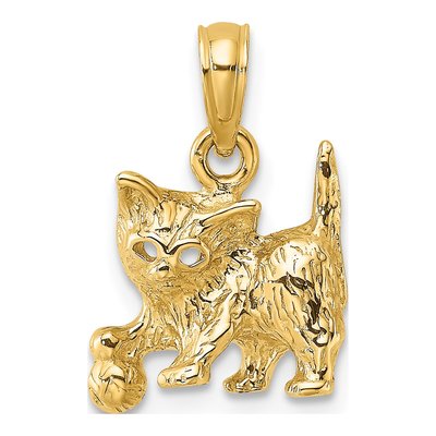 14K Yellow Gold Cat Pendant