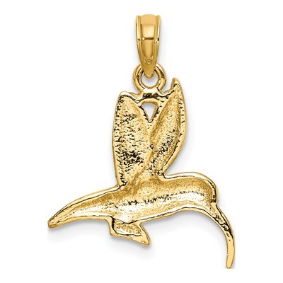 14K Yellow Gold Textured Hummingbird Charm – view 5