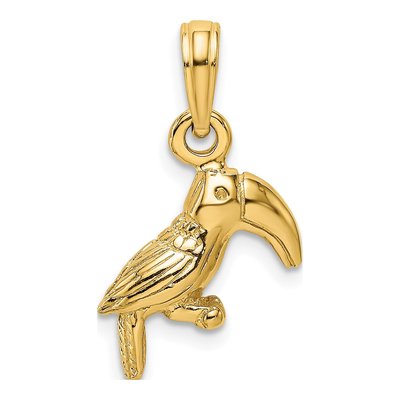14K Yellow Gold 3D Toucan Bird Charm – view 5