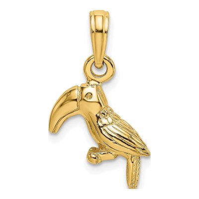 14K Yellow Gold 3D Toucan Bird Charm