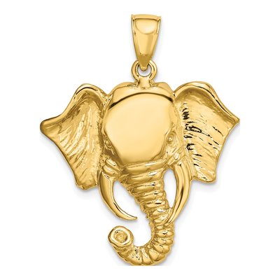 14K Yellow Gold 2-D Elephant Head Charm