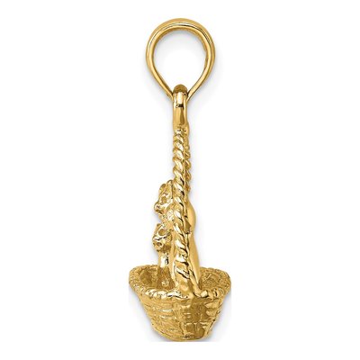 14K Yellow Gold 3D Cats Basket Pendant – view 3
