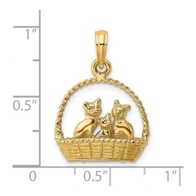 14K Yellow Gold 3D Cats Basket Pendant – view 4