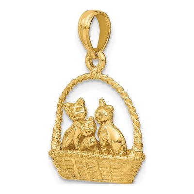 14K Yellow Gold 3D Cats Basket Pendant – view 6