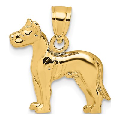 14K Yellow Gold Great Dane Dog Pendant
