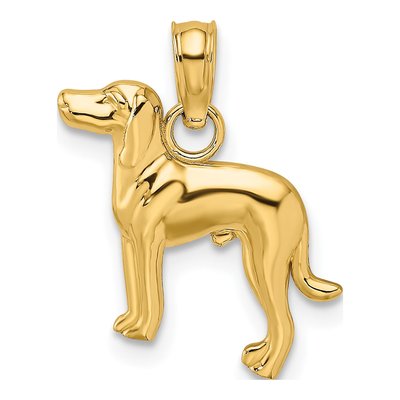 14K Yellow Gold Greyhound Dog Pendant