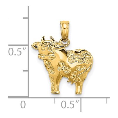 14K Yellow Gold Playful Cow Pendant – view 4