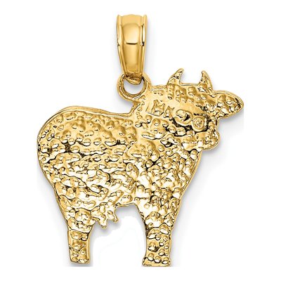 14K Yellow Gold Playful Cow Pendant – view 5