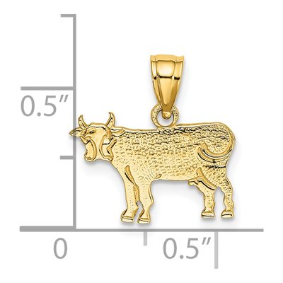 14K Yellow Gold Textured Cow Pendant – view 4