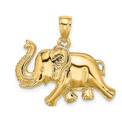 14K Yellow Gold Elephant Pendant