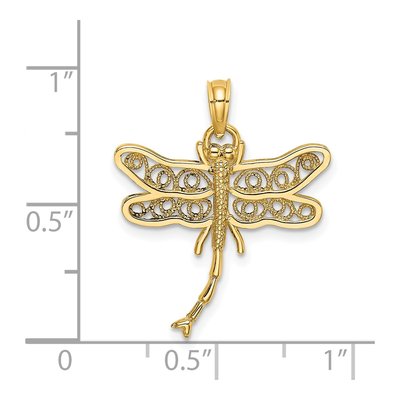14K Yellow Gold Filigree Dragonfly Charm – view 4