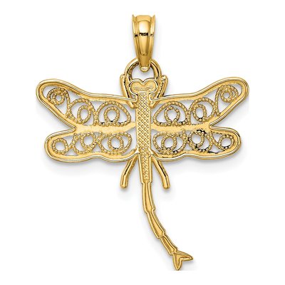 14K Yellow Gold Filigree Dragonfly Charm – view 5