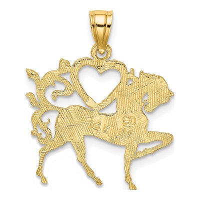 14K Yellow Gold Textured Heart Horse Charm – view 5