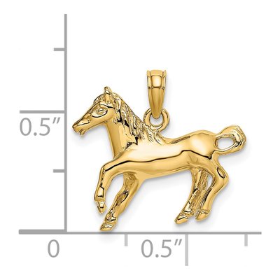 14K Yellow Gold Cantering Horse Pendant – view 4