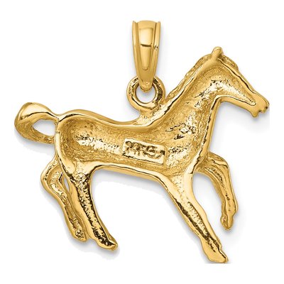 14K Yellow Gold Cantering Horse Pendant – view 5