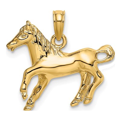 14K Yellow Gold Cantering Horse Pendant