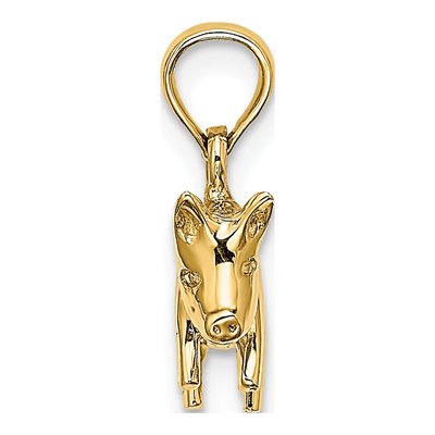 14K Yellow Gold 3D Pig Pendant – view 3