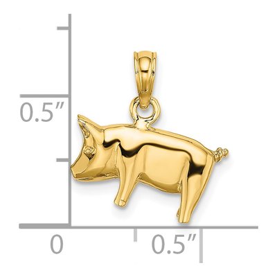 14K Yellow Gold 3D Pig Pendant – view 4