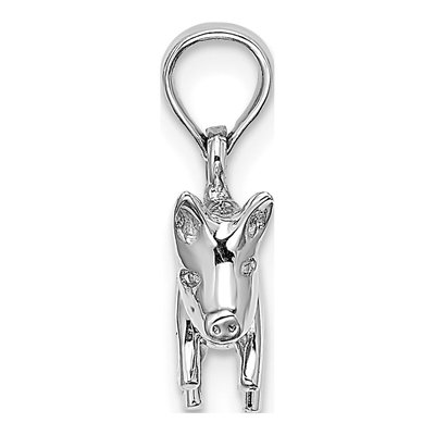 14K White Gold 3D Pig Pendant – view 3