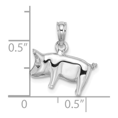 14K White Gold 3D Pig Pendant – view 4