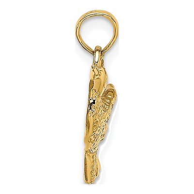 14K Yellow Gold Textured Hummingbird Charm – view 3