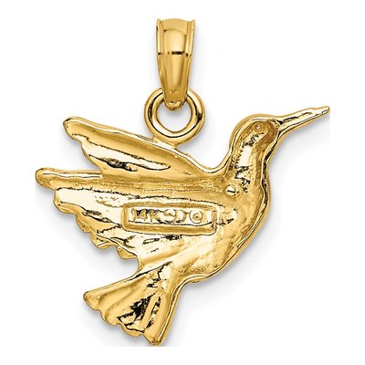 14K Yellow Gold Textured Hummingbird Charm – view 5