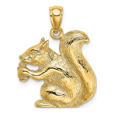 14K Yellow Gold Textured Squirrel Charm