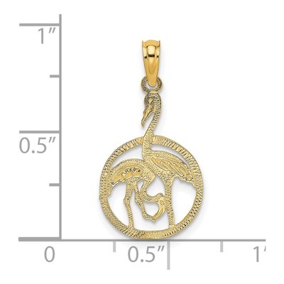 14K Yellow Gold Flamingos Circle Charm – view 4