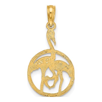 14K Yellow Gold Flamingos Circle Charm – view 5