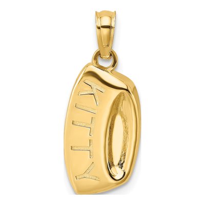 14K Yellow Gold Kitty Bowl Pendant