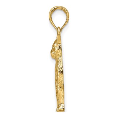 14K Yellow Gold Textured Sitting Cat Charm – view 3