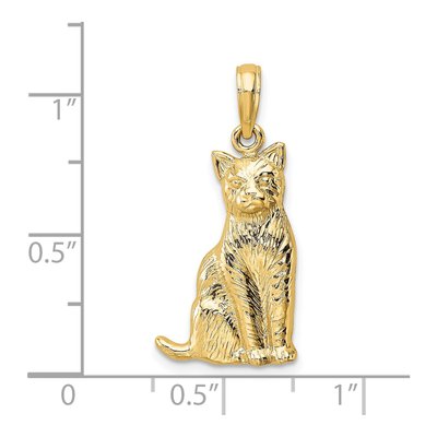 14K Yellow Gold Textured Sitting Cat Charm – view 4