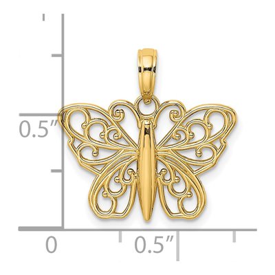 14K Yellow Gold Filigree Butterfly Charm – view 4