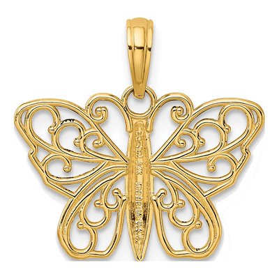 14K Yellow Gold Filigree Butterfly Charm – view 5