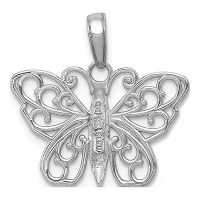 14K White Gold Filigree Butterfly Pendant – view 4