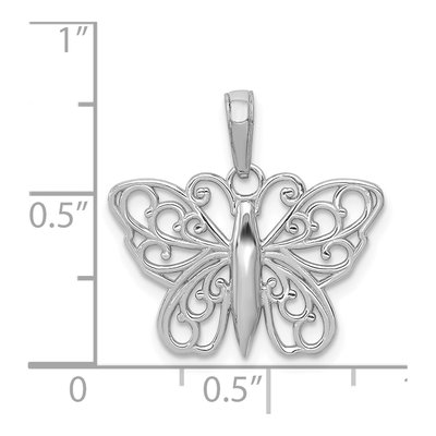 14K White Gold Filigree Butterfly Pendant – view 5