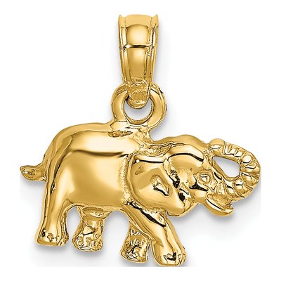 14K Yellow Gold Small Elephant Pendant