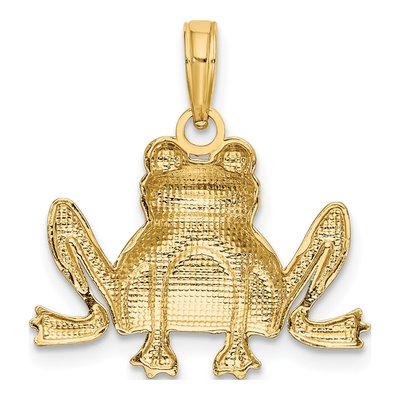 14K Yellow Gold Textured Sitting Frog Charm – view 4