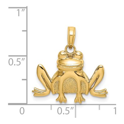 14K Yellow Gold Textured Sitting Frog Charm – view 5