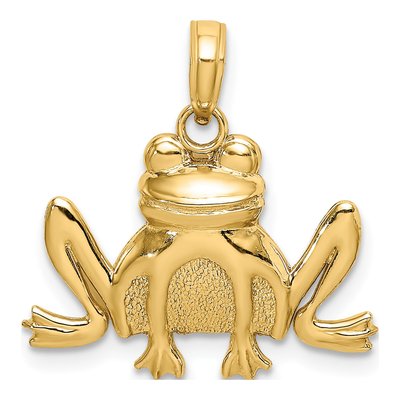 14K Yellow Gold Textured Sitting Frog Charm
