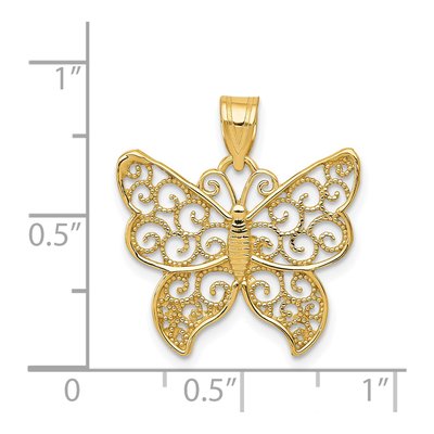 14K Yellow Gold Filigree Butterfly Pendant – view 4