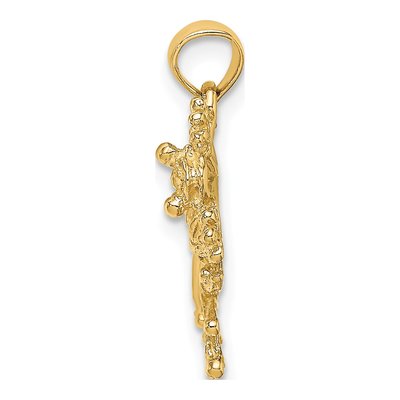 14K Yellow Gold Textured Frog Pendant – view 3