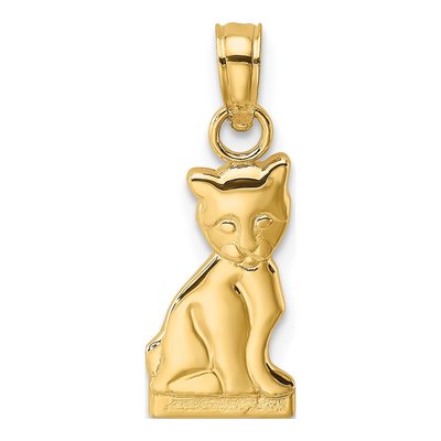 14K Yellow Gold Mini Sitting Kitten Charm
