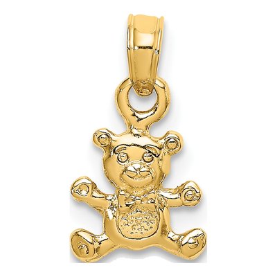 14K Yellow Gold 3-D Mini Teddy Bear Charm