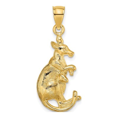 14K Yellow Gold Kangaroo Baby Pendant
