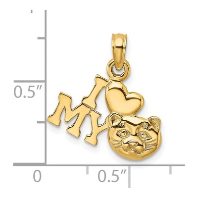 14K Yellow Gold I Heart My Cat Charm – view 4