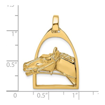 14K Yellow Gold Horse Head Stirrup Pendant – view 4